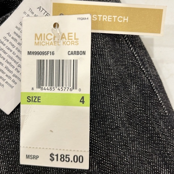 NWT Michael Kors dark grey flared midrise jeans with black rhinestone pockets - Picture 9 of 10